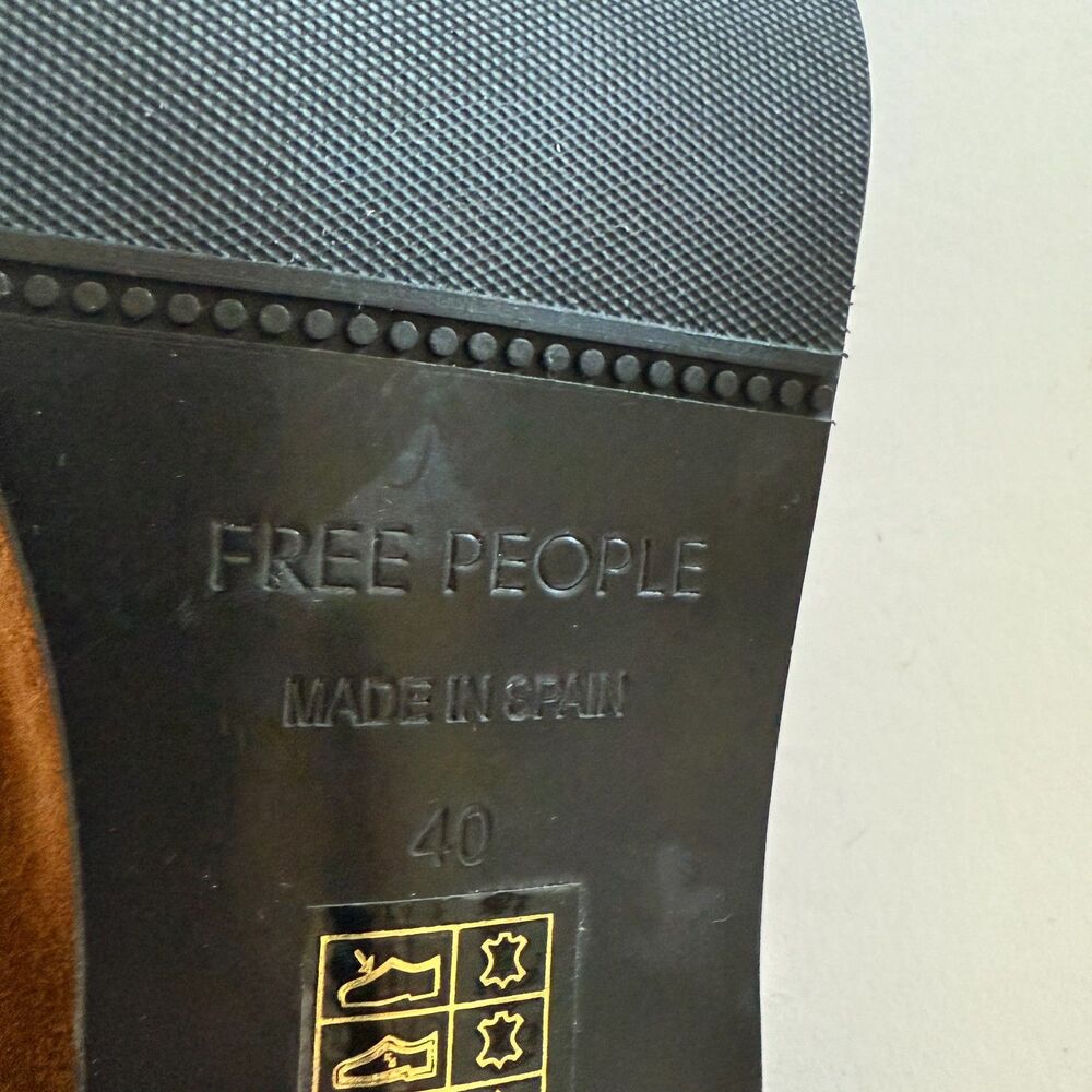 NWOB Free People Leila Suede Leather Slip On Cognac Brown Mules Sz 40 (9.5) - Picture 7 of 9